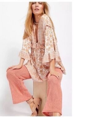 Free People Moonlight Dance Printed Tunic - SZ Med in EUC - Festival has Pockets